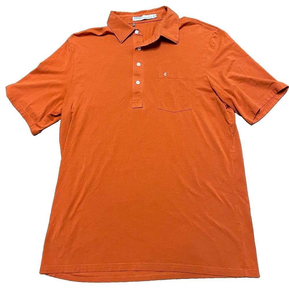 Criquet Mens Polo Shirt Size Large L Burnt Orange Short Sleeve Pima Cotton Golf